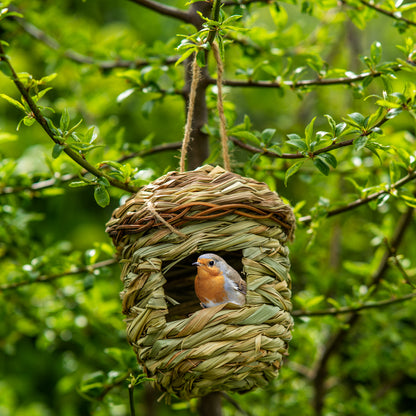 Woodside Natural Hanging Garden Bird Box/Nest/House for Small Birds, Pack of 2