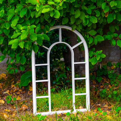 Maribelle White Metal Garden Arch Mirror Home Decoration