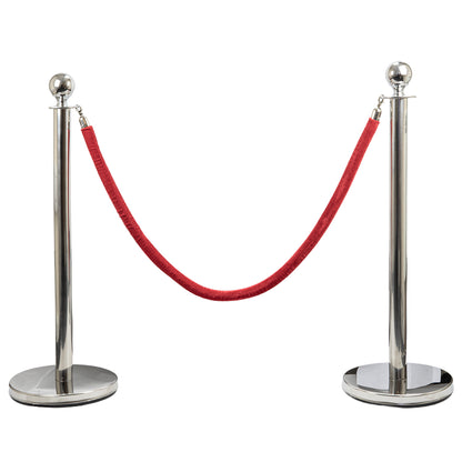 Hausen Red Velvet Barrier Rope Silver 4 Pack – Premium 1.5m Velvet Queue Barrier Ropes with Silver Clips for Events, Venues, Hotels and Exhibitions