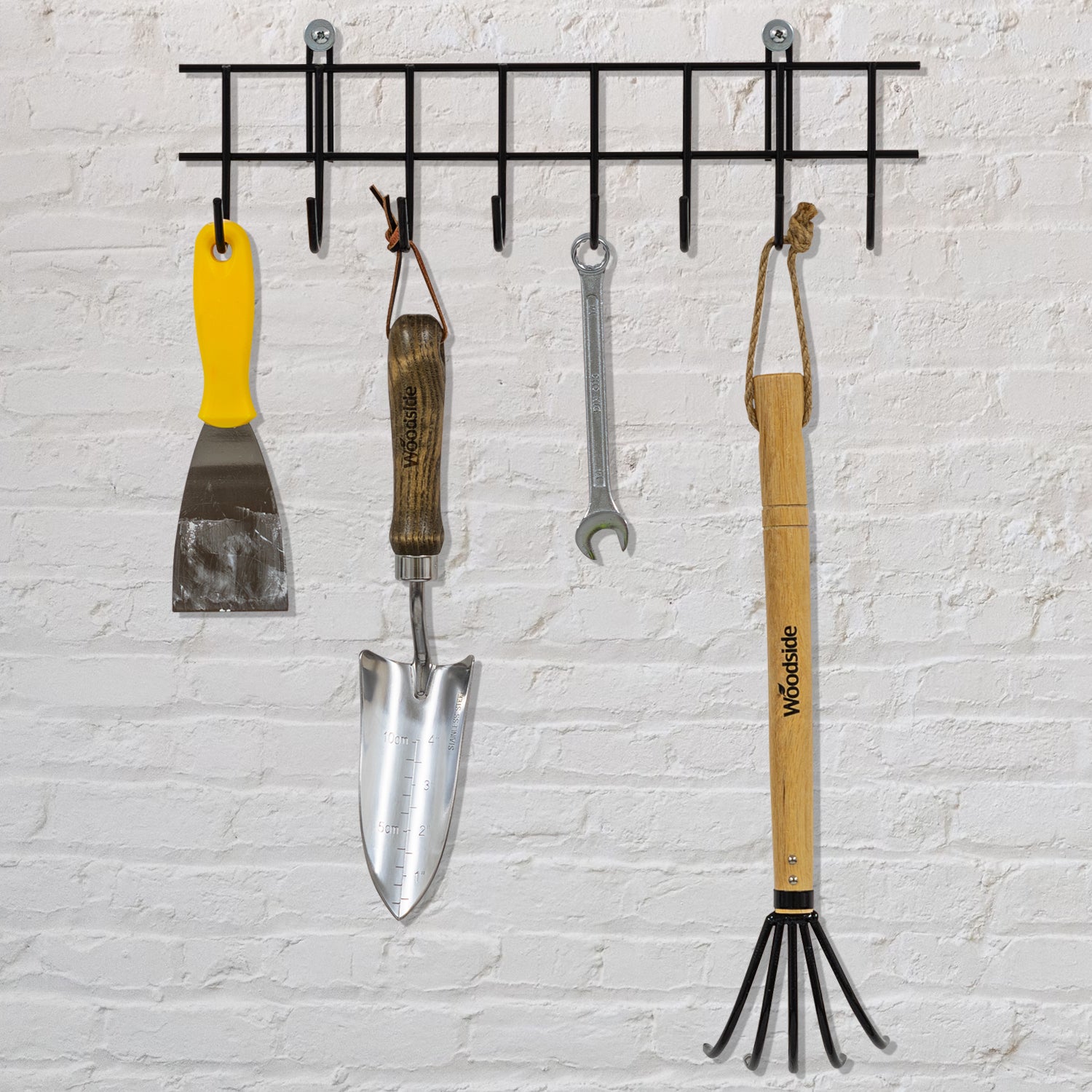 Woodside Wall Mounted Hand Garden Tool Organiser Hanger Racks - 4 PACK, 32 Hooks