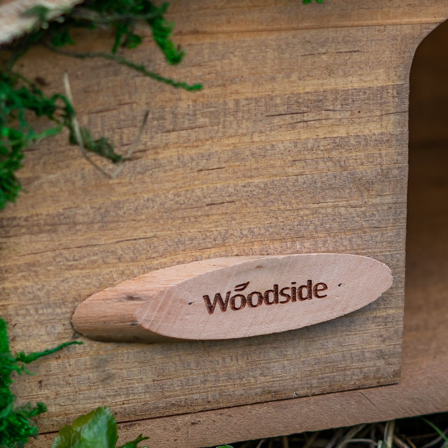 Wooden Hedgehog House with Bark Roof & Natural Straw Nesting Material – Complete Garden Wildlife Kit