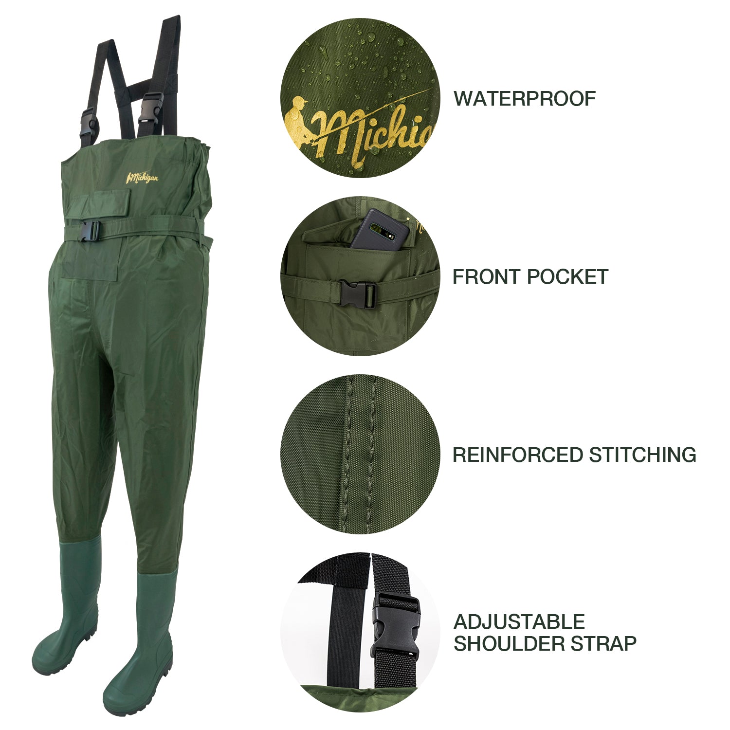 Fishing Chest Waders With Belt Sizes 6 - 12 Nylon Waterproof Fly Coarse Fishing