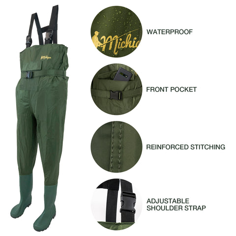 Fishing Chest Waders With Belt Sizes 6 - 12 Nylon Waterproof Fly Coarse Fishing