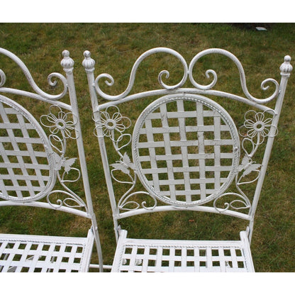 4 X Maribelle Folding Square Outdoor Garden Patio Chair White Floral Furniture