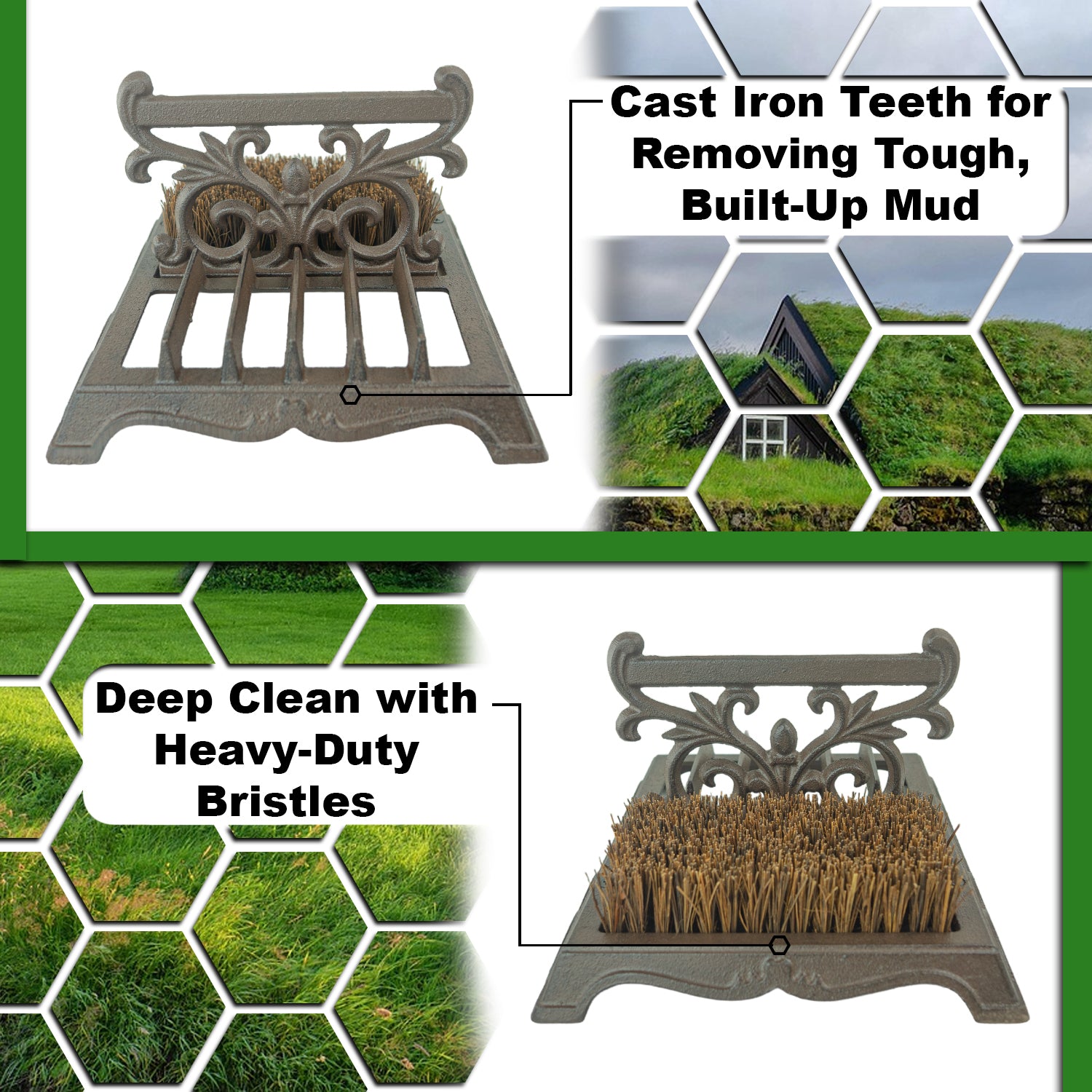 Woodside Victorian Cast Iron Boot Scraper & Brush – Durable Outdoor Mud Cleaner for Garden & Home Entrances