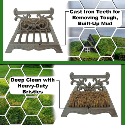 Woodside Victorian Cast Iron Boot Scraper & Brush – Durable Outdoor Mud Cleaner for Garden & Home Entrances