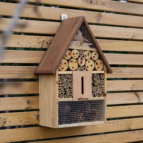 Woodside Wooden Insect Bee House Natural Wood Bug Hotel Shelter Garden Nest Box