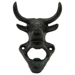 Woodside Wall Mounted Cast Iron Bull Head Beer Bottle Opener, Rustic/Antique