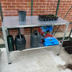 Woodside 2 Tier Galvanised Steel Greenhouse Potting/Work Bench, Planting Shelves