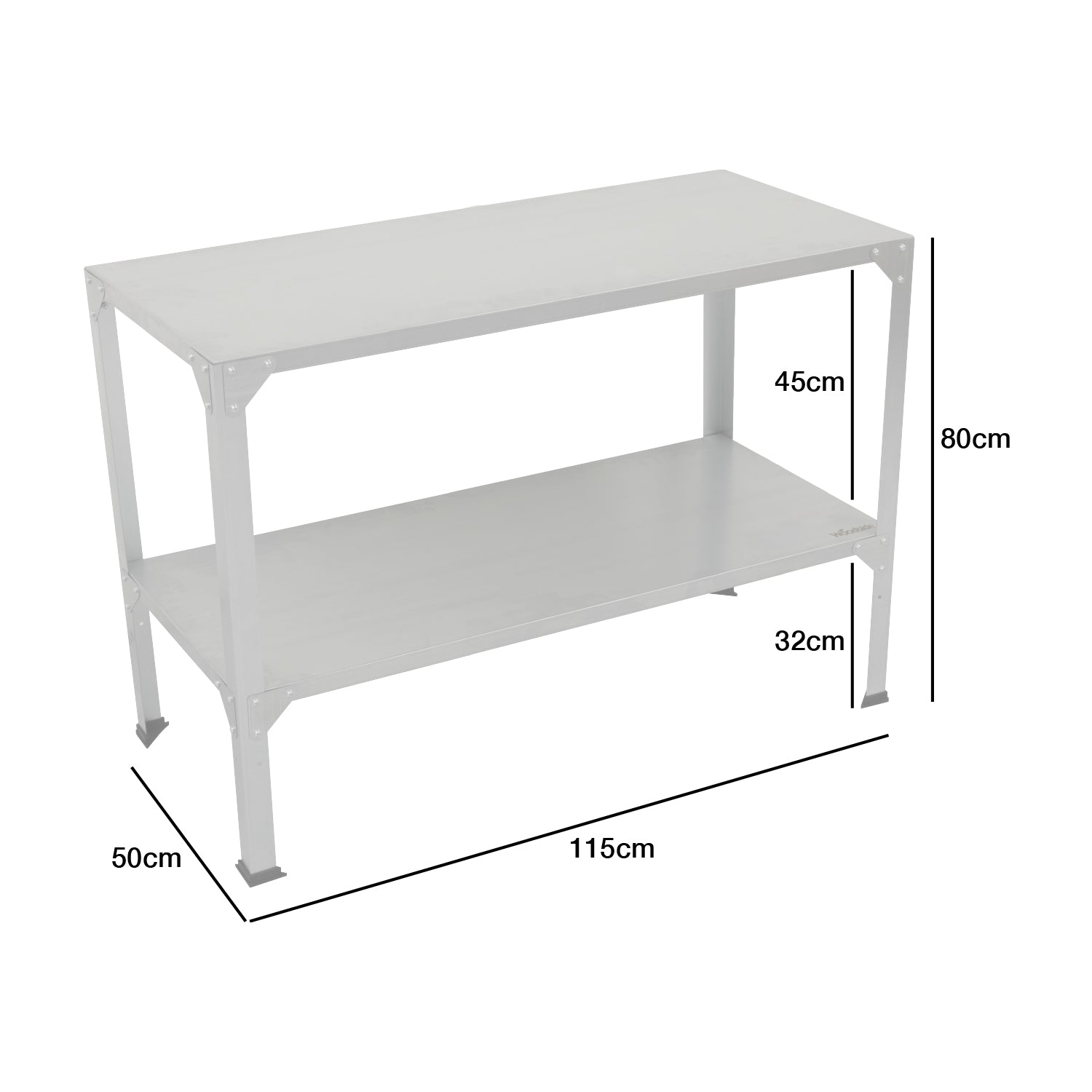 Woodside 2 Tier Galvanised Steel Greenhouse Potting/Work Bench, Planting Shelves