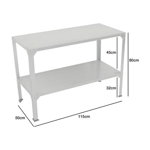 Woodside 2 Tier Galvanised Steel Greenhouse Potting/Work Bench, Planting Shelves