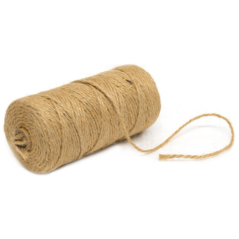 Roll of brown twine on a white background
