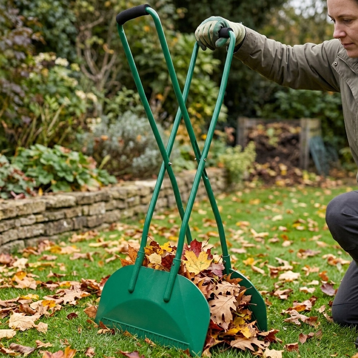 Woodside Long Handle Leaf Grabbers Garden Leaf Scoops with Foam Grip Handles Large Capacity Collectors