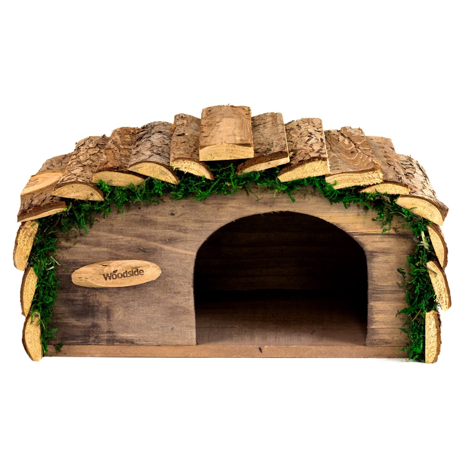 Woodside Hedgehog House & Hibernation Shelter with Bark Roof, Predator Proof Outdoor Habitat