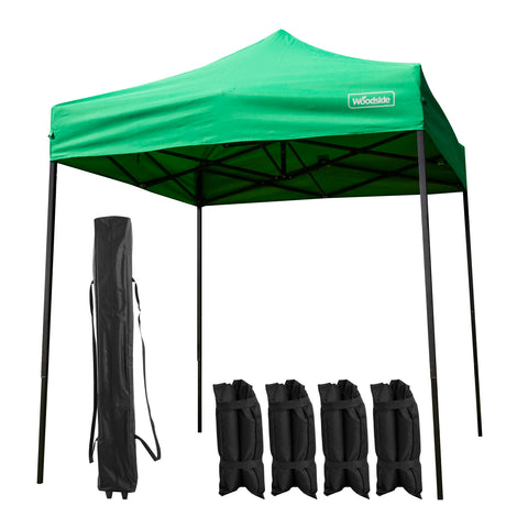 Woodside 2x2m Fully Waterproof, Heavy Duty Pop Up Gazebo + Carry Bag & Sand Bags