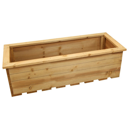 Woodside Reedham Stained Wooden Garden Trough Planter/Flower Trough Box, 95 Litres