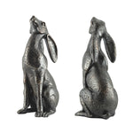 Woodside Large Pair of Moon Gazing Hares Garden Ornament Bronze Effect Resin Decorative Sculpture 38cm