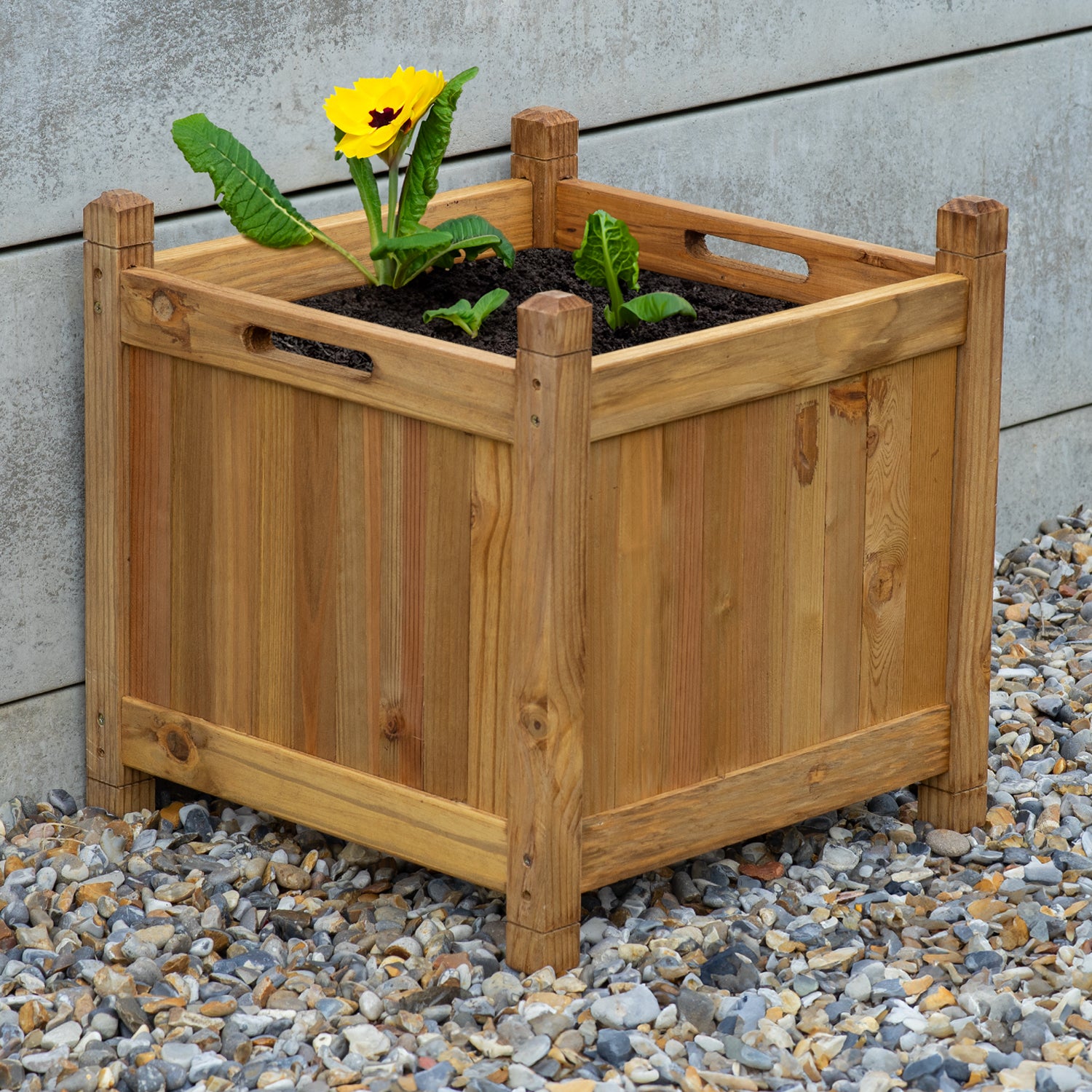 Woodside Stanfield Square Wooden Planter, Pack of 2