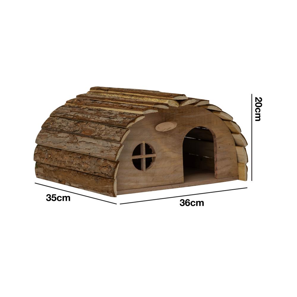 Woodside Hedgehog House & Nesting Material Kit – Wooden Garden Hedgehog Home with Natural Straw Bedding