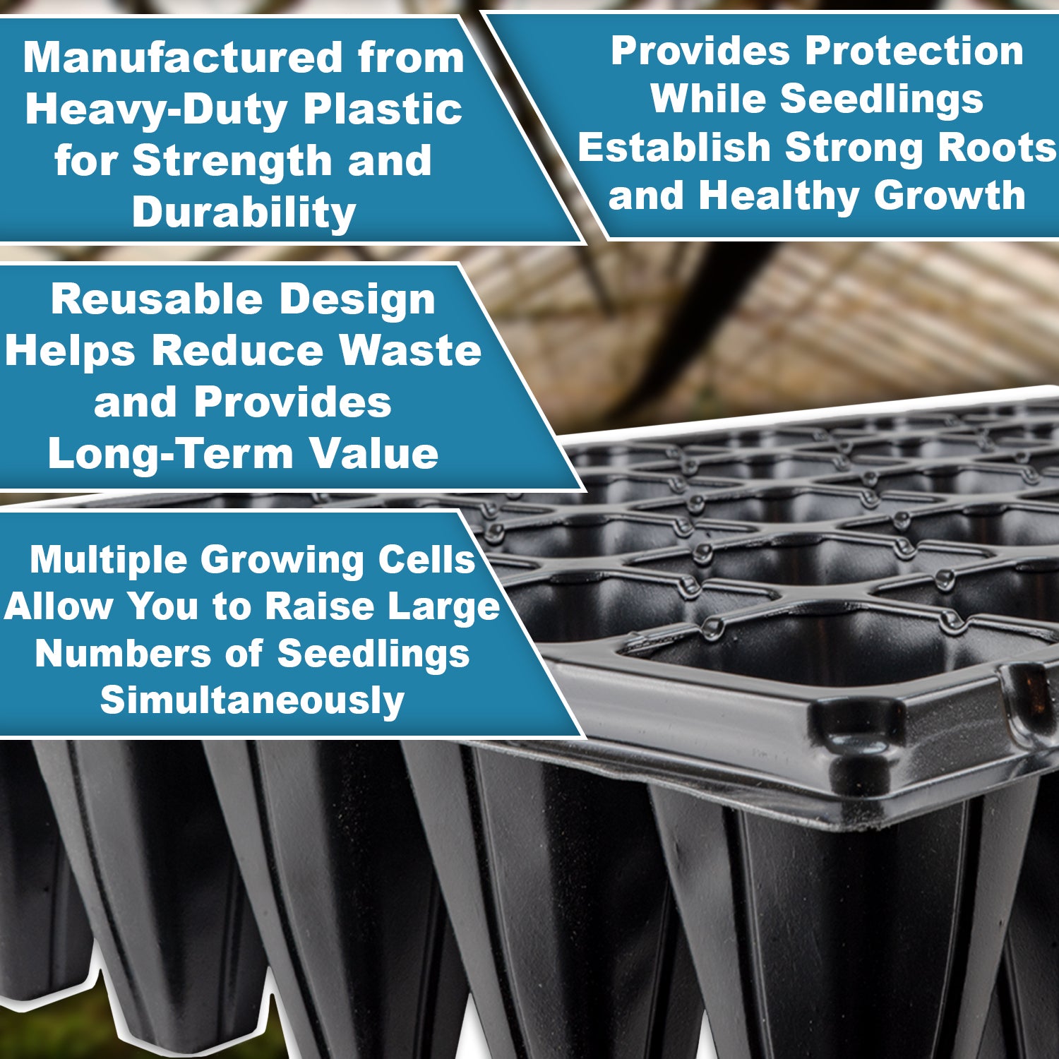Woodside 50 Cell Root Trainer Seed Trays 24 Pack | Durable Reusable Seedling Growing & Propagation Trays