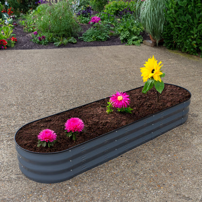 Woodside Galvanised Steel Raised Garden Planter Bed Kit for Flowers/Vegetables, Powder Coated Grey