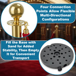 Hausen Gold Crowd Control Barrier System 8 Pack – Queue Management Posts with 6 Ropes - 9m Total Length