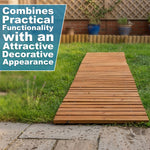 Woodside 8ft Fold Out Out Garden Walkway – Foldable Fir Wood Garden Pathway for Lawns & Gravel