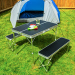 Andes Aluminium Folding Portable Camping/Picnic Outdoor Table & Stool Chair Set