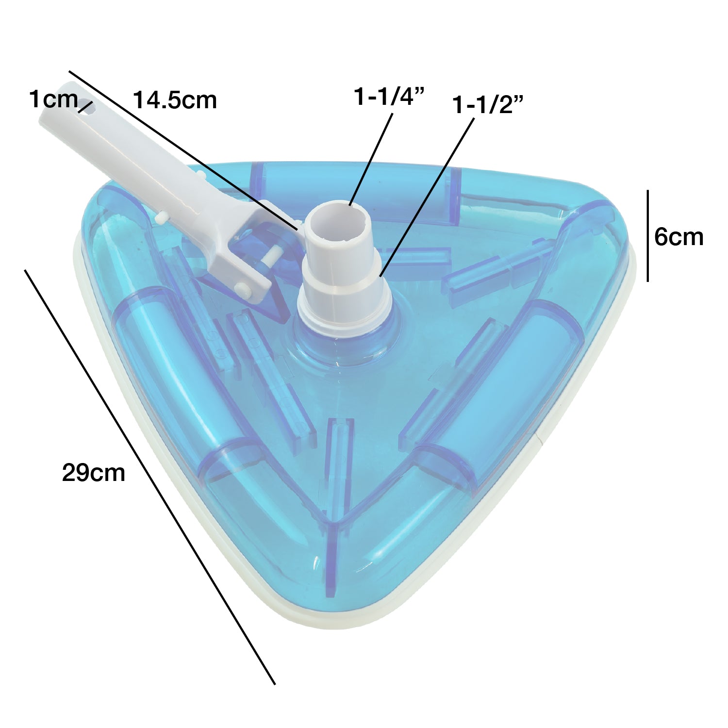 Woodside Universal Transparent Blue Swimming Pool Triangular Vacuum Head