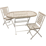 Woodside Ostend Folding Metal Outdoor Garden Patio Dining Table And 2 Chairs Set