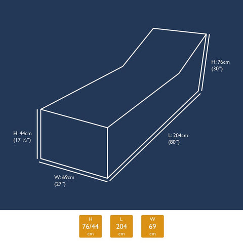 Woodside Outdoor Garden Sunbed Cover, 2.04m x 0.69m x 0.44m-0.76m