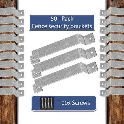 Pack of 50 Galvanised Steel Woodside Fence Panel 4" x 4" Post Security Brackets