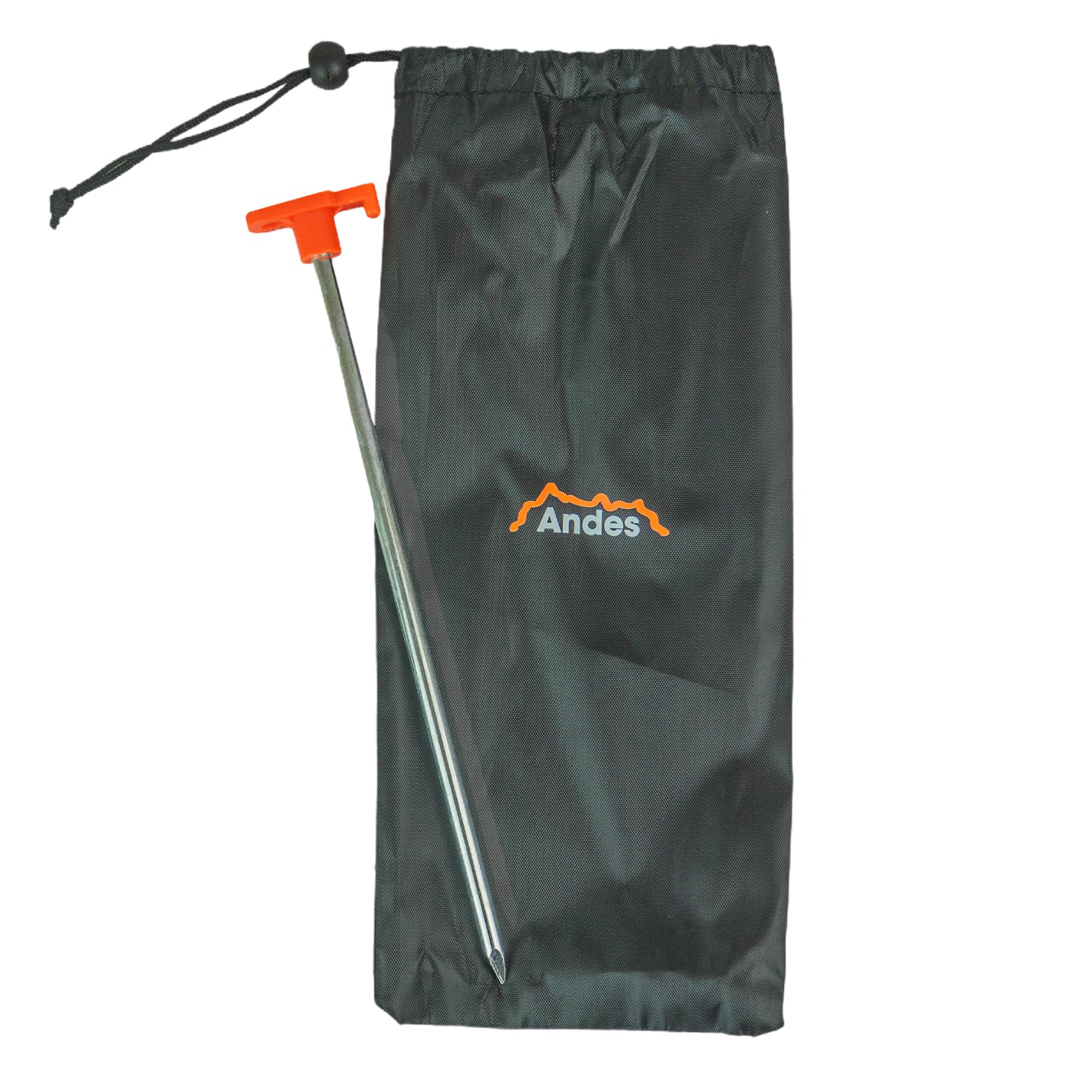 Andes 12pc Heavy Duty Galvanised Tent Peg Set 25cm Nail Style Ground Pegs with Carry Bag