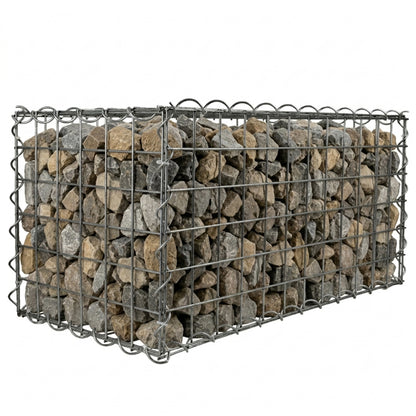 Woodside Heavy Duty Gabion Basket Garden Mesh Wire Cage 45 x 45 x 60cm Galvanised Steel Landscaping Basket