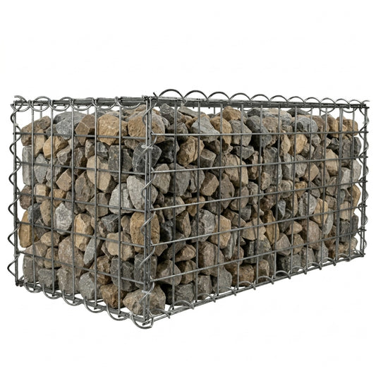 Woodside Heavy Duty Gabion Basket Garden Mesh Wire Cage 45 x 45 x 60cm Galvanised Steel Landscaping Basket
