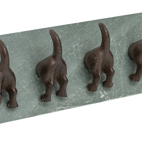 Woodside Cast Iron/Slate Dog Tail Coat Hanging Hooks, Wall Mounted Key Rack