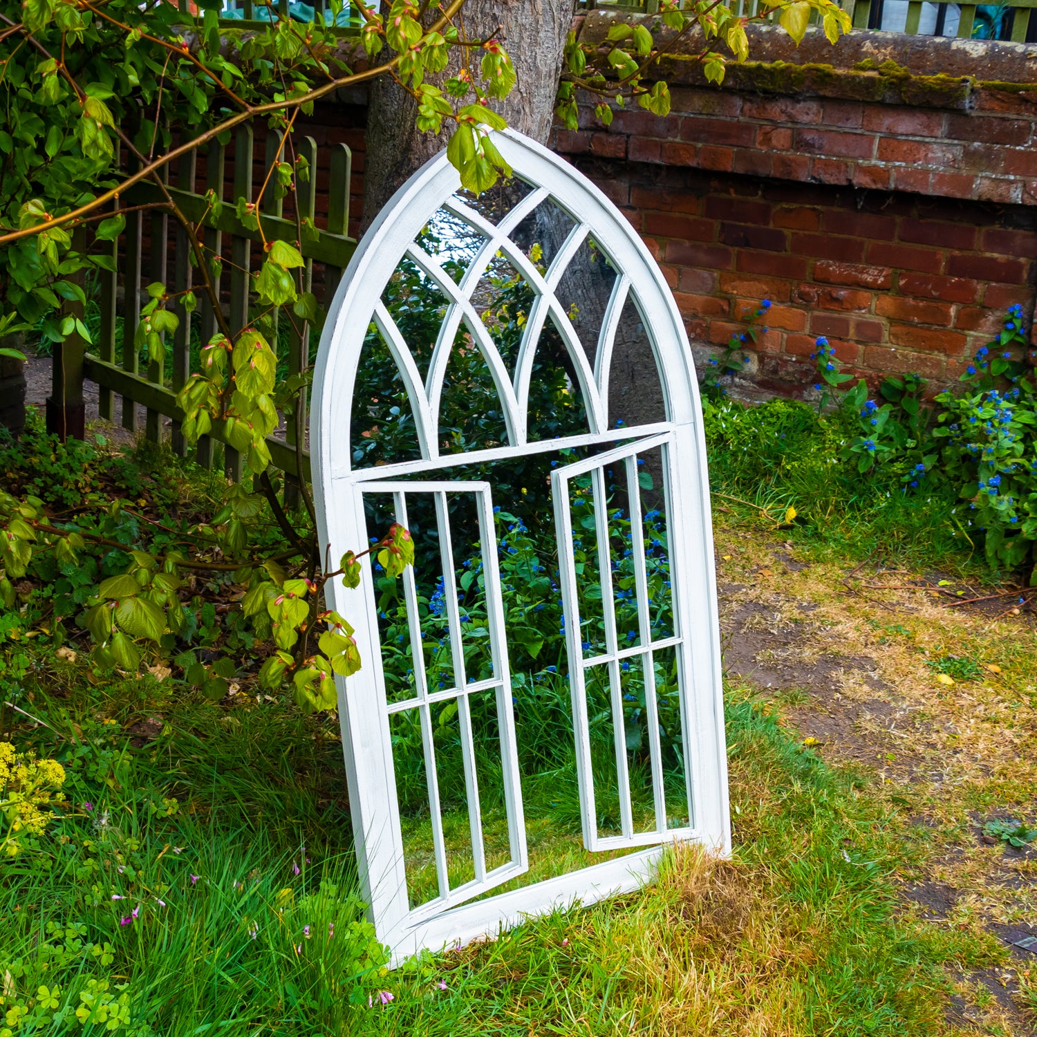 Woodside Truro XL Decorative Arched Outdoor Garden Mirror, W: 64cm x H: 117.5cm