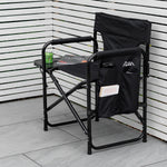 Andes Folding Camping Garden Chair, Aluminium Fishing Directors Chair with Side Table x 2