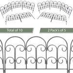 Woodside Decorative Garden Border Lawn Edging Steel Fence 10 Pack