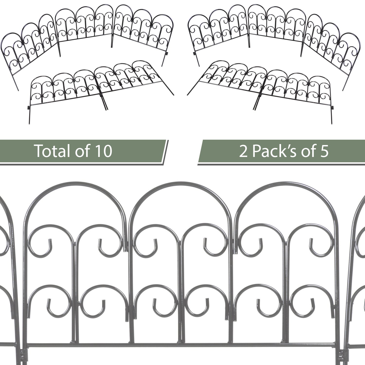 Woodside Decorative Garden Border Lawn Edging Steel Fence 10 Pack
