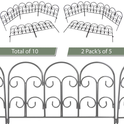Woodside Decorative Garden Border Lawn Edging Steel Fence 10 Pack