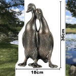 Woodside Large Standing Ducks Garden Ornament Pair Decorative Bronze Effect Resin Duck Statues