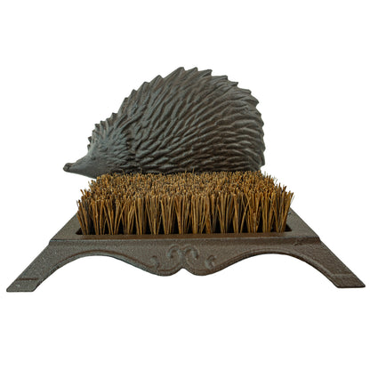 Woodside Hedgehog Cast Iron Boot Scraper & Brush Heavy Duty Outdoor Garden Shoe Cleaner