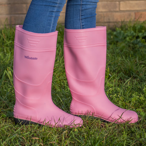 Woodside Pink Waterproof Wellington Garden Festival Boots Ladies/Girls Wellies