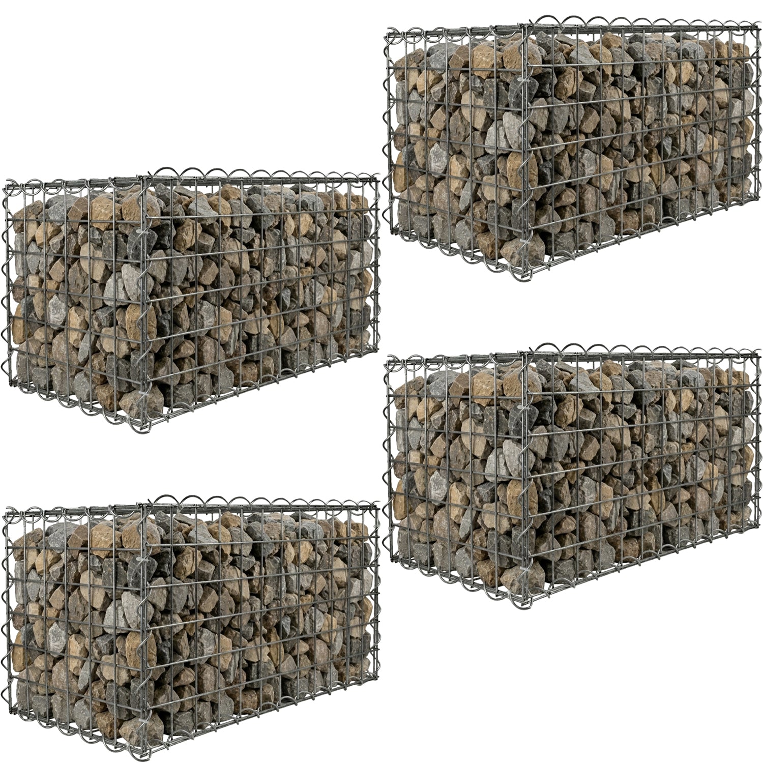 Gabion Basket Wire Cage Galvanised Steel Mesh Retaining Wall 30x30x30cm 4 Pack