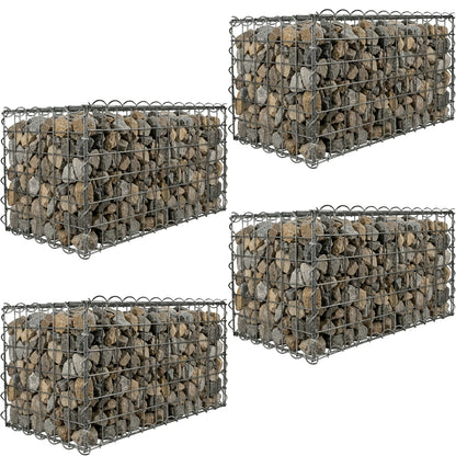 Gabion Basket Wire Cage Galvanised Steel Mesh Retaining Wall 30x30x30cm 4 Pack