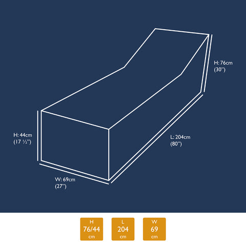 Woodside Black Outdoor Garden Sunbed Cover 2.04m x 0.69m x 0.44-0.76m pack of 2