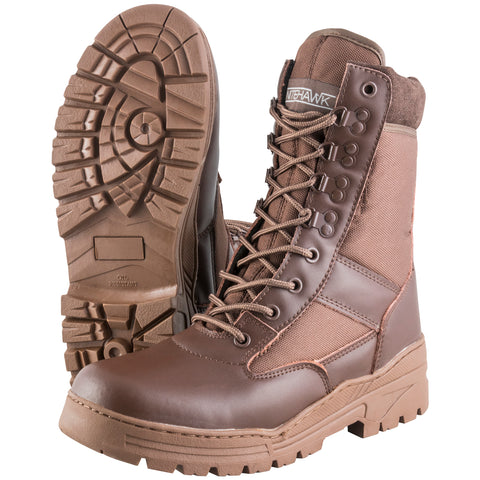 Nitehawk Army/Military Patrol Brown Leather Combat Boots Outdoor Cadet Security