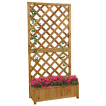 Woodside Aldburgh Wooden Garden Trough Planter/Flower Container Box with Trellis