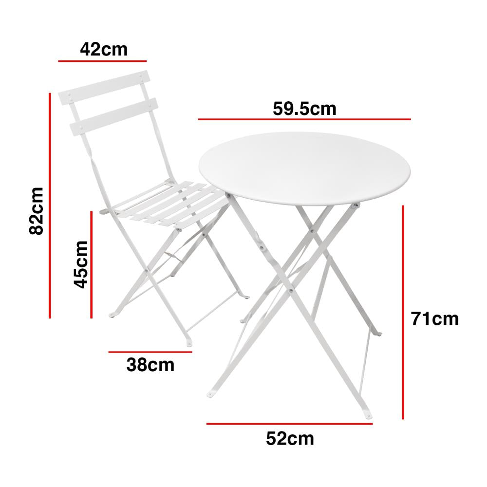 Woodside Aylsham Outdoor Garden Patio Folding Table & Chair Bistro Set 6 Colours